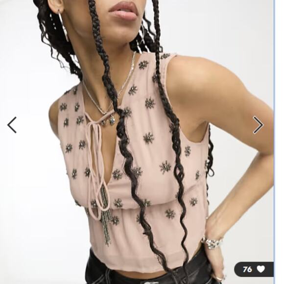 Raga Seeing Stars Embellished Crop Top Co-ord in Pink XS NWT - Picture 1 of 8